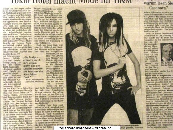 tokio hotel makes mode for h&m